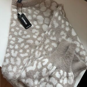 Express Taupe and Cream Animal Print Sweater